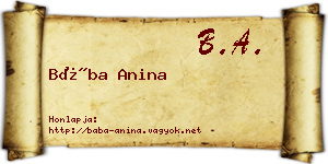 Bába Anina névjegykártya